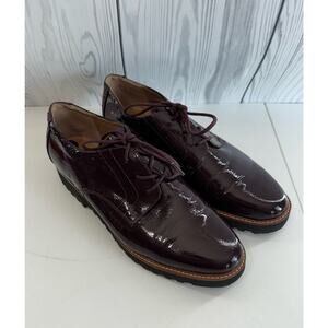 Franco Sarto Womens Cyber Patent Leather Lace Up Oxfords in Brown Size 8.5